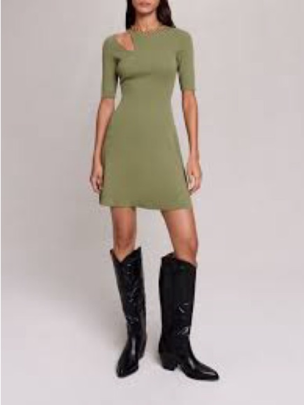 Maje Olive Cutout Short Sleeve Mini Dress